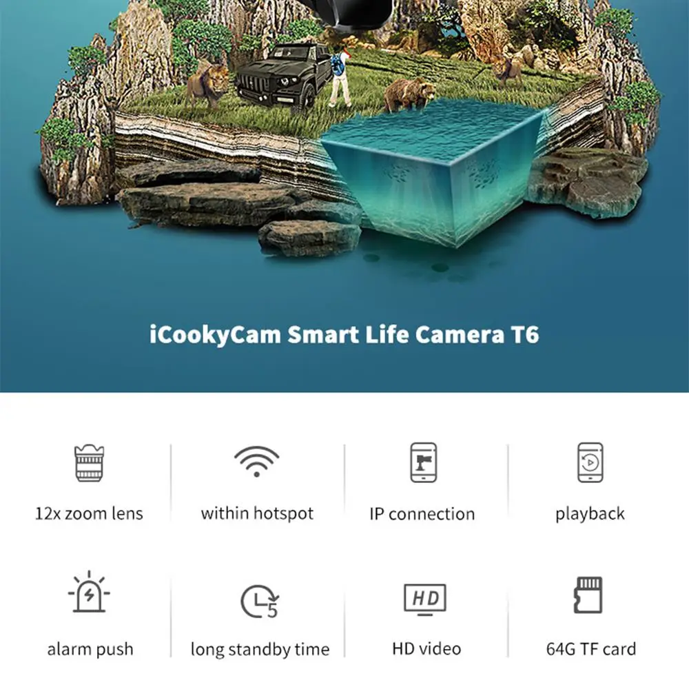T6 Wi-Fi IP камера Smart 720P батарея Камера 12X зум точка доступа наблюдения движения-обнаружения ночного видения детский спящий монитор