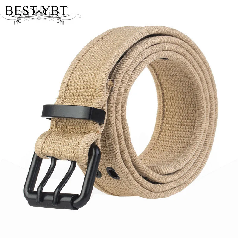 

Best YBT Unisex Canvas Belt Alloy Double Pin Buckle Belt High Quality Fashion Simple Sport Cowboy Casual Men And Women Belt