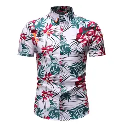 Гавайская рубашка, летняя одежда 2019, новый стиль, креативный принт с островом, короткий рукав, праздничная Повседневная Свободная рубашка