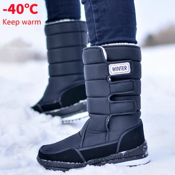 

Thick High-top Snow Boots for Men Keep Warm Under -40Celsius Non-slip Winter Men Shoes Long Plush Winter Boots Men Military