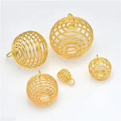 Silver Plated Spiral Bead Cages Pendants for Jewelry Making - Various Sizes and Quantities Available (Gold plated)