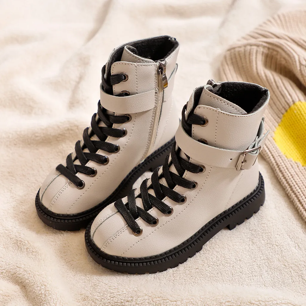 

Fashion Children Winter Ankle Boots Baby Girls Motorcycle Boots Kids Pu Leather Platform Warm Plush Flats Shoes Baby Snow Bootie