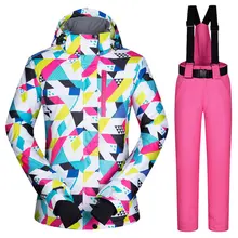 Лыжный костюм для женщин, зимние теплые ветрозащитные водонепроницаемые зимние куртки+ штаны, комплекты для сноуборда,, лыжный костюм, мужская куртка для сноуборда, Мужская брендовая куртка