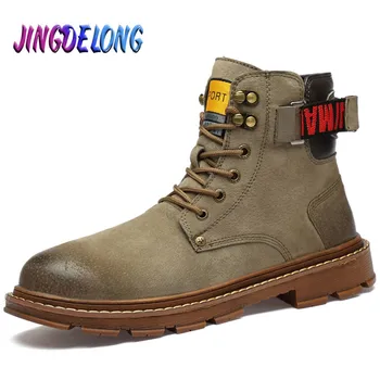 

Brand Winter Men's Boots Thick Plush Warm Men's Snow Boots Genuine Leather Men Ankle Boots Waterproof Non-slip Men's Work Boots