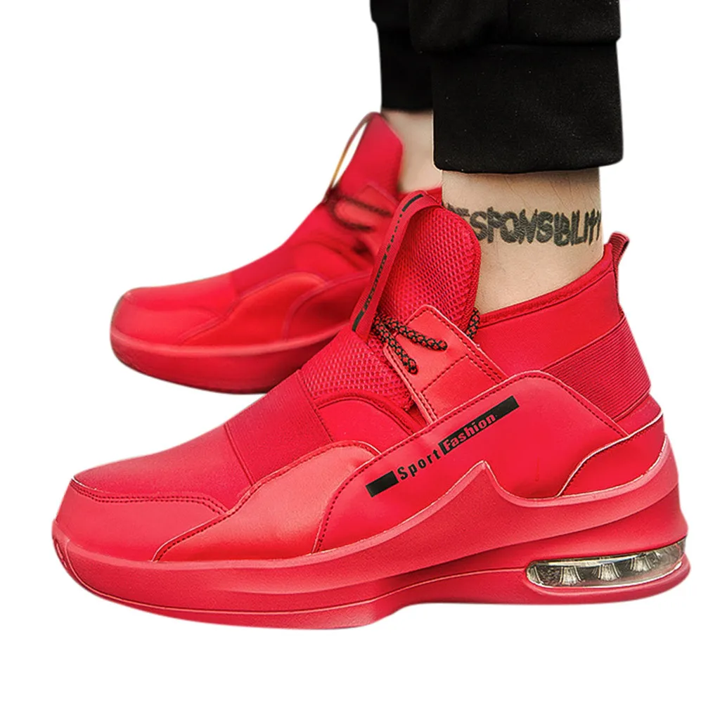 Anti-Smashing Men's chunky sneakers High-Top Comfortable Outdoor Sports male Shoes Elastic Band Damping Non-Slip Sneakers