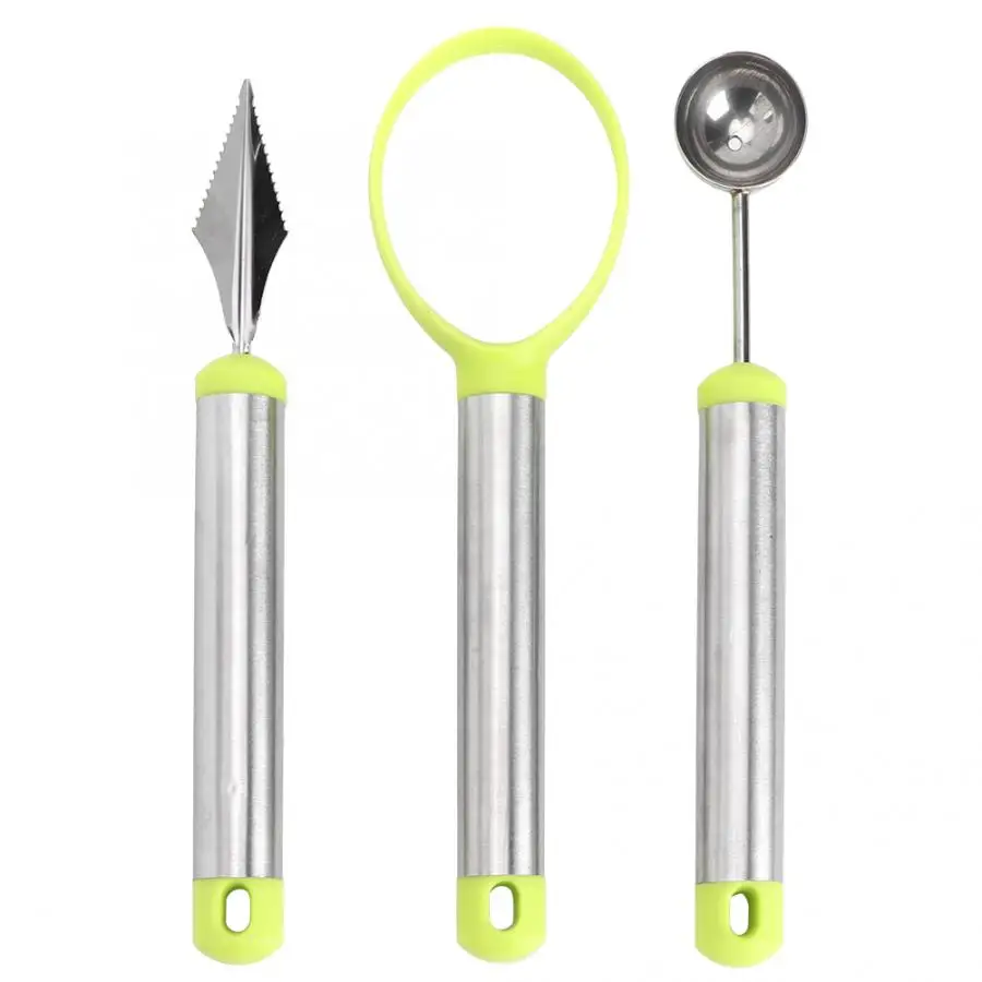 3Pcs Fruit Ball Carving Knife Scoop Melon Digger Potato Baller Ice Cream Platter Spoon | Дом и сад