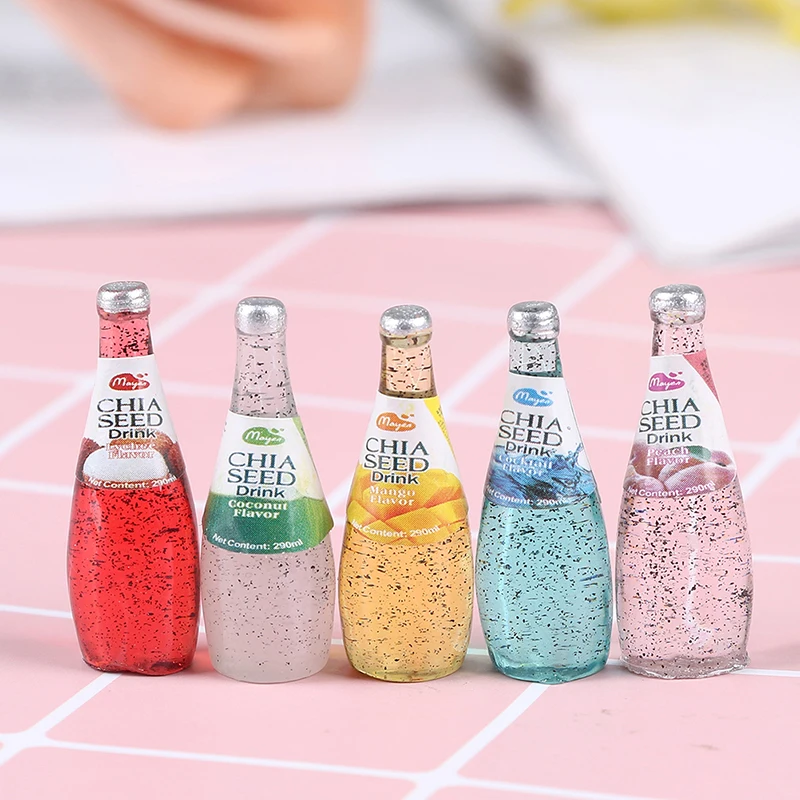 5Pcs/Set Mini Fruit Drink Model DIY Kitchen Room For Doll Miniature Dollhouse Mini World Dolls Accessories