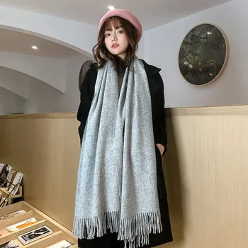 

20 autumn and winter solid color scarf women 70×180CM European version of cashmere thickened warmth dual-use shawl scarf C26