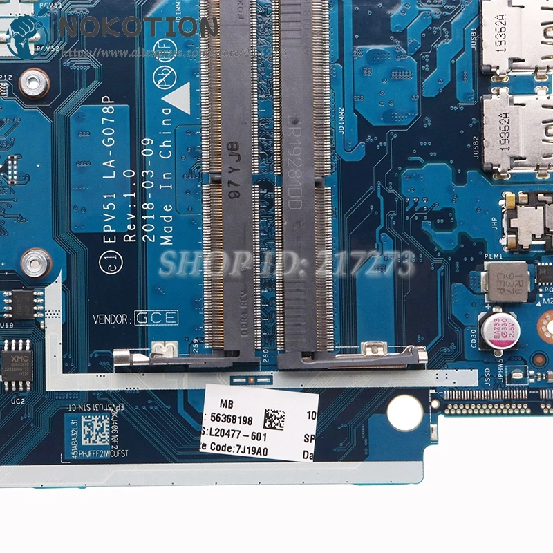 PLAQUE BASE HP Pavilion 15-cs2000 i5-8265U Carte Mère L50258-601