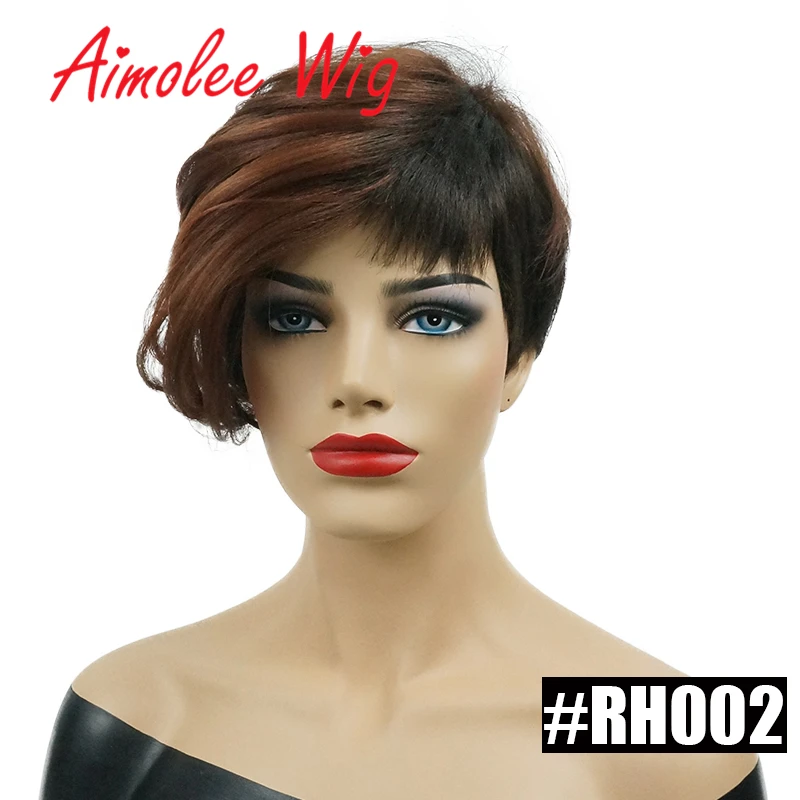 Aimolee короткий мягкий Асимметричный Омбре коричневый термостойкий натуральный Повседневный парик синтетические волосы парик для женщин