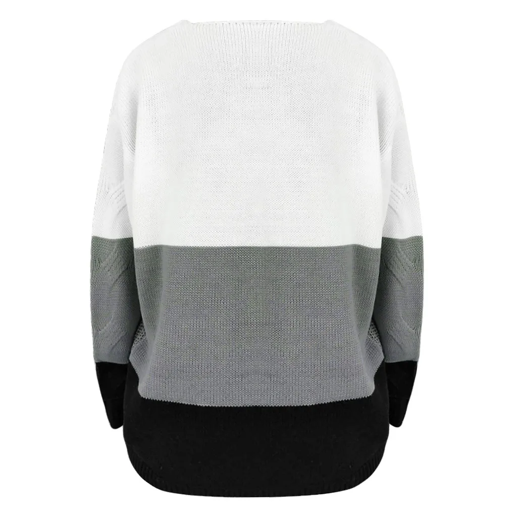 Женский свитер, Повседневный, v-образный вырез, Maglione, пэчворк, свитер, кардиган для женщин, длинный рукав, топы, свободный, Джерси, mujer invierno L826