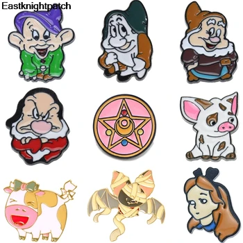 

12pcs/lot E1491 Enamel Pin Medal Cartoon Dwarf Brooches Collection Metal Lapel Pin Badges Backpack for Women Men Jewelry Gift