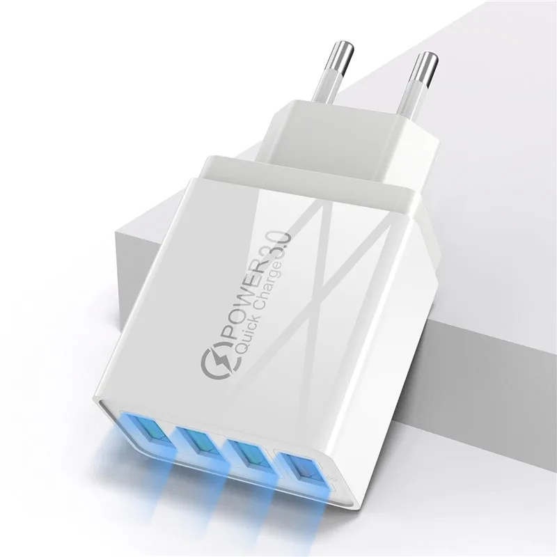 USLION 3.1A USB зарядное устройство Quick Charge 3,0 48 Вт Быстрая зарядка EU UK вилка настенный адаптер для мобильного телефона для iPhone samsung Xiaomi Mi 9 - Тип штекера: EU White