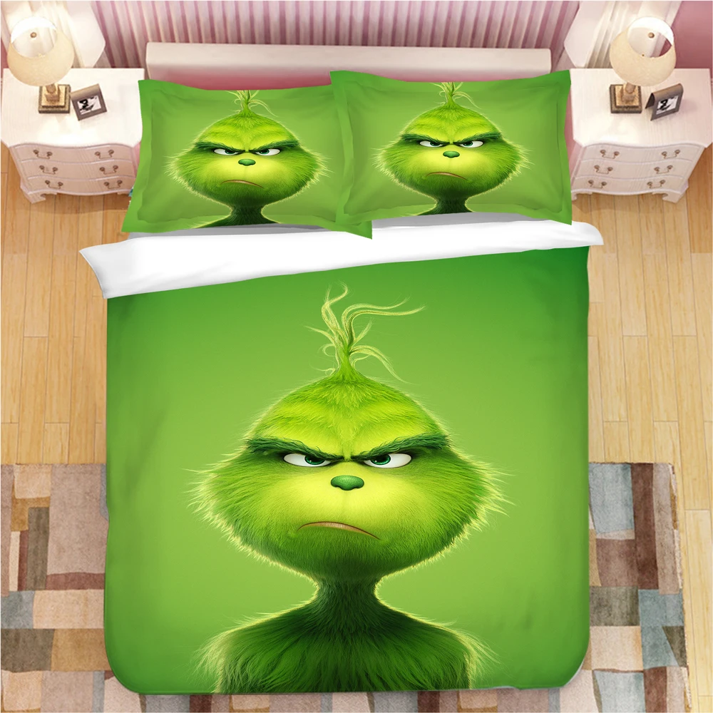 

Grinch Stole Christmas 3D Bedding Set Duvet Covers Pillowcases One Piece comforter bedding sets bed linen
