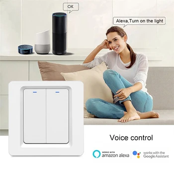 

For Alexa Google Home Two-way Button Type Panel Smart Wall Switch Smart Switch Mobile Phone Wifi Control Smart Home Switch