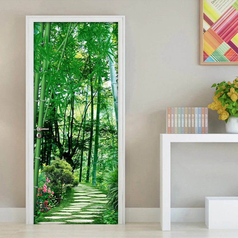 Door Stickers Nature for Living Room Bedroom Door Wallpaper Self