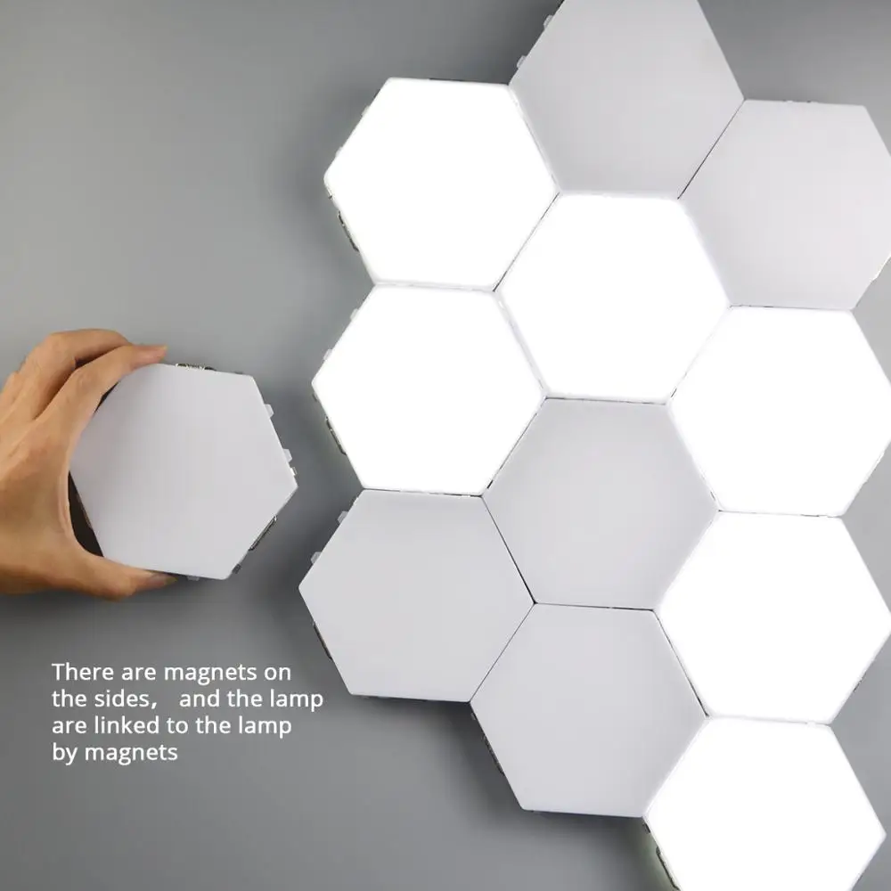 

DIY Touch Sensor Switch Quantum Wall Lamp 80 LED Magnetic Hexagonal Modular Creative Wall Night Light Room Lights Decor New
