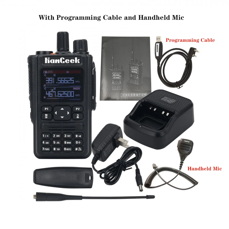 HamGeek HG-590 Amateur GPS Walkie Talkie 6-Band 256CH Two Way Radio Transceiver Optional Programming Cable Or Handheld Mic 