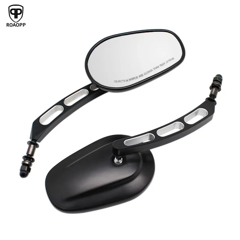 ROAOPP 1 Pair 8mm Motorcycle Mirrors Black Side Rearview Mirror Aluminum Moto Motorcycle Mirror