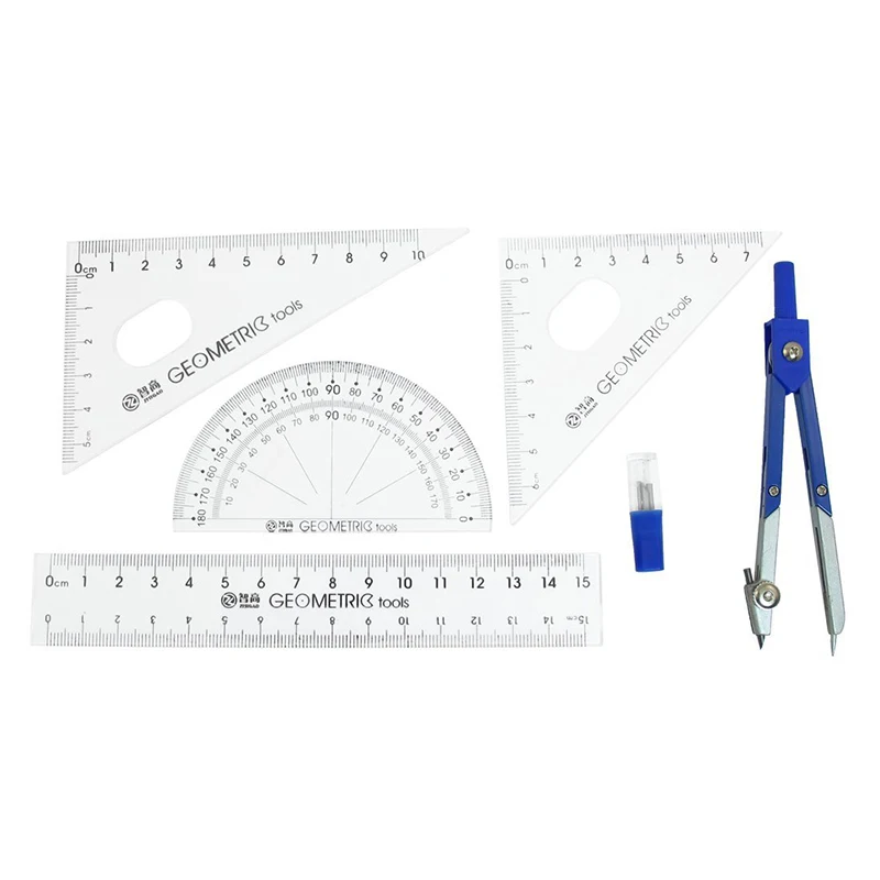 

Office blue circle set right angle protractor 15cm plastic ruler