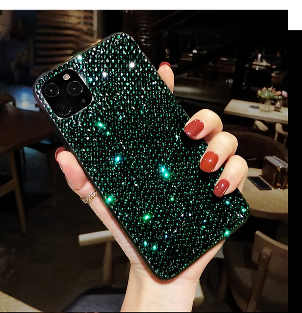 Midnight Green Diamond Luxury Rhinestone Case | Case 13 Pro Max Iphone  Rhinestones - Mobile Phone Cases & Covers - Aliexpress