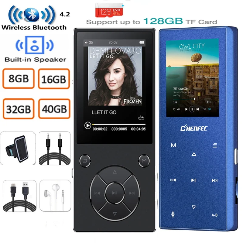 Mp3 плеер с Bluetooth динамиком металлический музыкальный без потерь FM радио