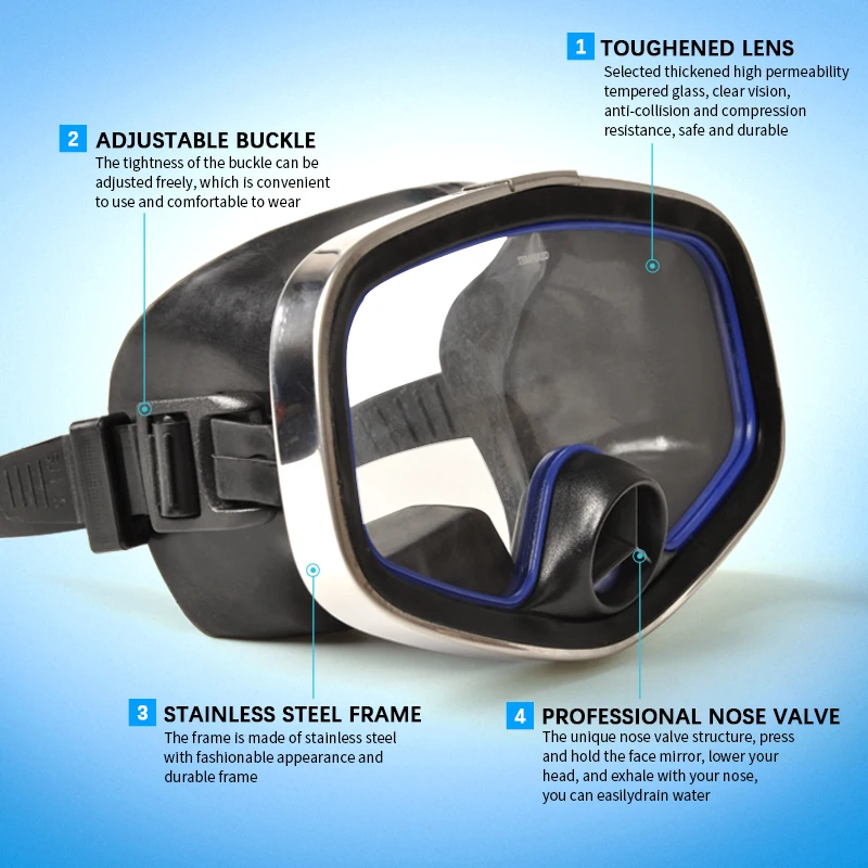 Yonsub Adult Professional Diving Mask Ultra Clear Anti-fog Diving Goggles for Swimming Snorkeling