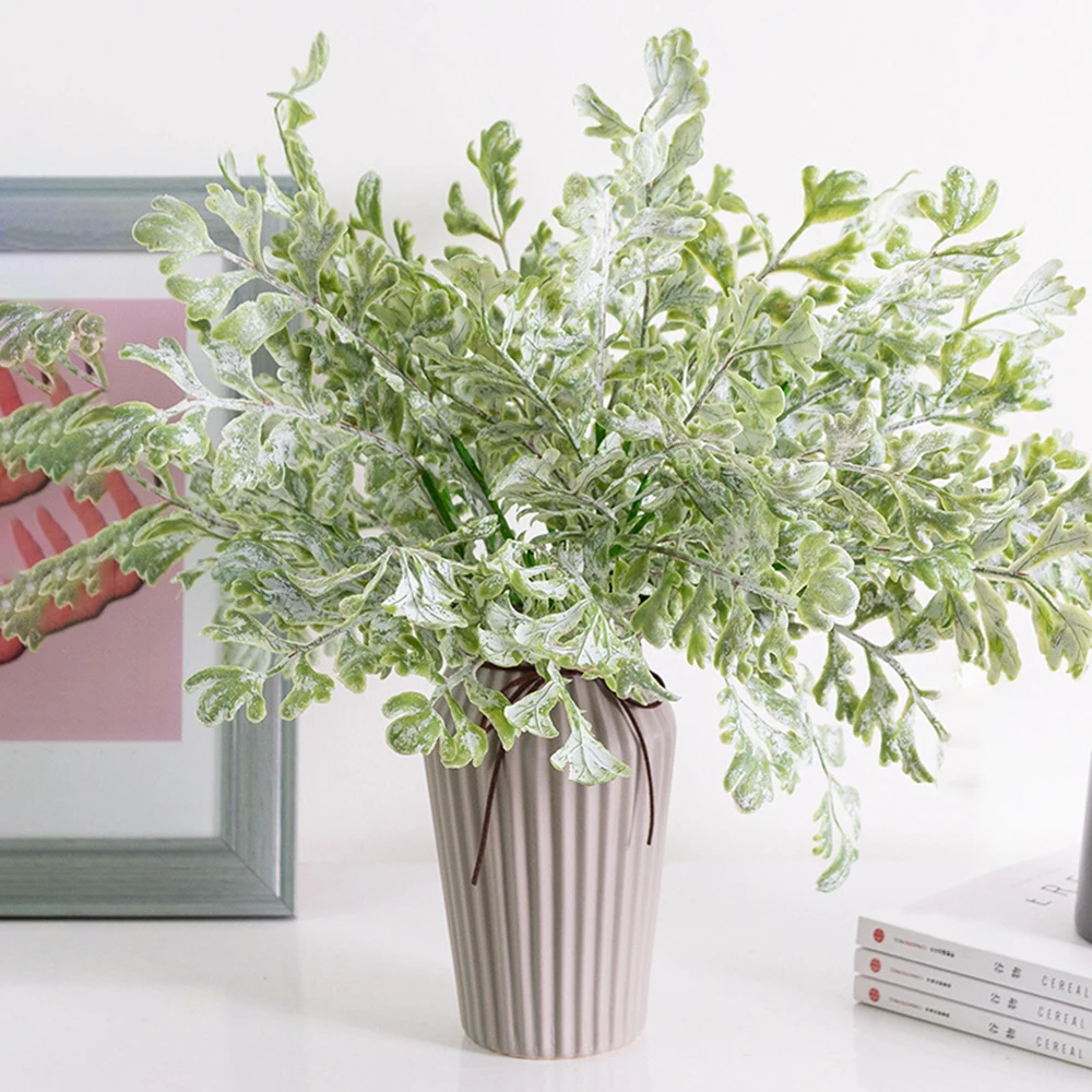 

38cm Artificial Flowers Snow Lotus Leaves Plant Fake Flowers Grass Foliage Plant Home Christmas Wedding Decor Artificial Plant