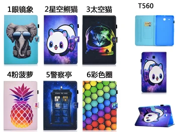 

Print Flip Stand Leather Skin Shell Funda Capa Case Cover For Samsung Galaxy Tab E 9.6 T560 T561 T565 T567V SM-T560 Tablet Coque