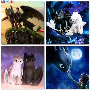 

MUXUN Diy Full Drill 5D Diamond Painting Cartoon Boy Dragon Art Embroidery Cross Stitch 3D Diamond Mosaic Home Decor Gifts Lx294