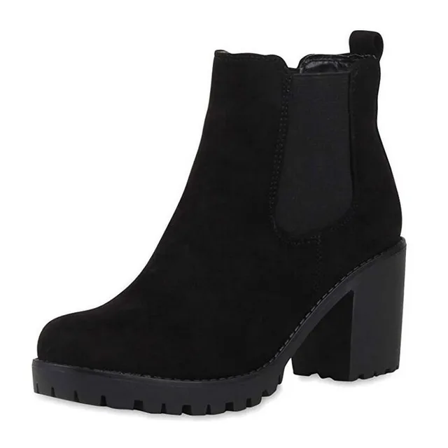 Botines de mujer, tacos cuadrados para mujer a la moda, bota de punta  redonda corta de Color sólido sin cordones, zapatos de mujer, botas de  invierno|Botas hasta el tobillo| - AliExpress