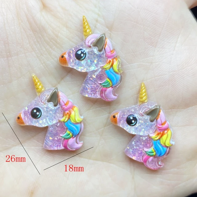 ユニコーンの頭の置物,10個,ユニークでかわいい,フラットバック