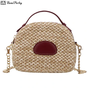 

Women Oval Fashion Shoulder Messenger Bags Female Handmade Woven Casual Beach Bags Handbags Ladies Summer New Rattan Straw Bags