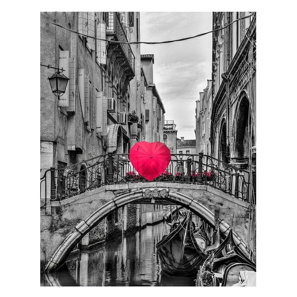 5D DIY Diamond Painting Retro street landscape black white art Diamond Mosaic Cross stitch Square round diamond Home Decor