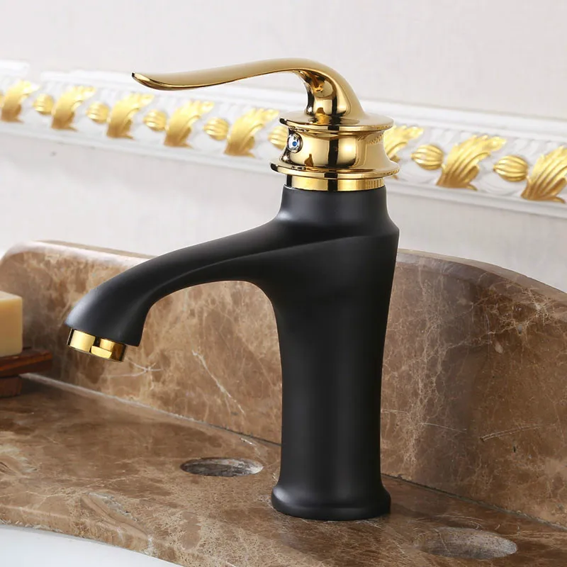 

ZGRK Faucet Bathroom Single Holder Single Hole Gold Black Basin Faucet Hot And Cold Mixer Tap Deck Mounted Torneira