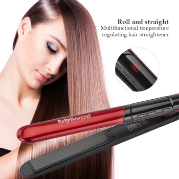 

Hair Iron Flat 2-in-1 Ceramic Coating Hair Straightener Comb Hair Curler Beauty Care Iron Healthy Beauty Curling Irons Flat Iron