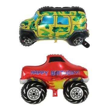 

50pcs Pickup Trucks Car Foil Balloon Happy Birthday Party Decoration Big Tank Train Police Cars Fire Car Children's Balloon Boys