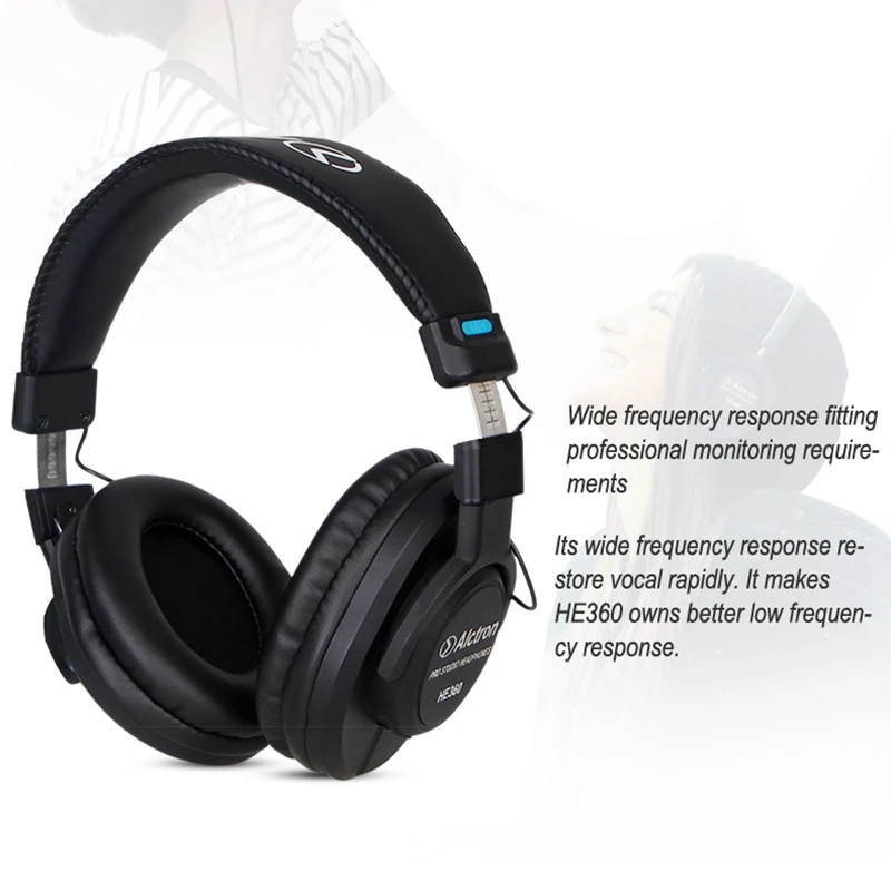 Alctron HE360 Monitoring Headphone Portable HIFI Adjustable Foldable Closed Professional Studio Headphone