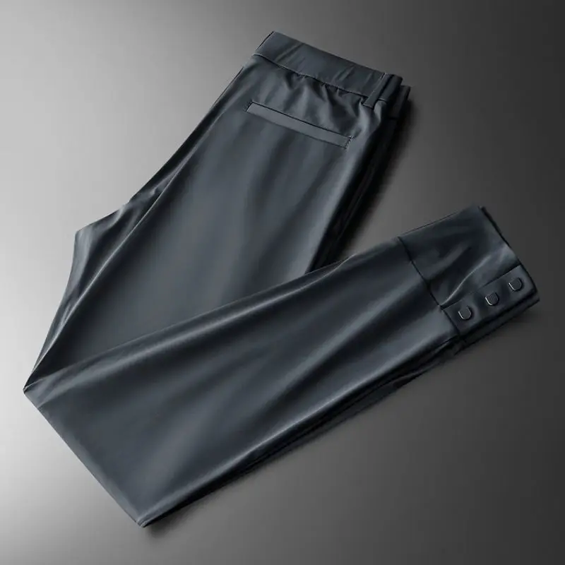 

Men's casual pants light luxury summer thin plaid pants slim elastic drawstring foot pants