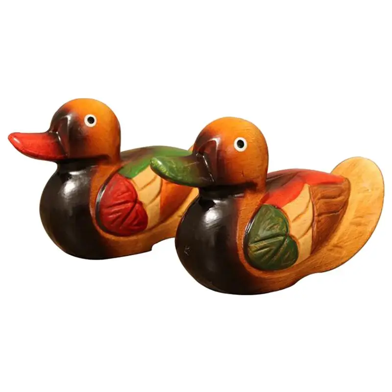 

1Pc Household Decoration Handmade Delicate Craft Mandarin Duck Decoration Duck Model Wood Duck Model For Desktop Wedding Party