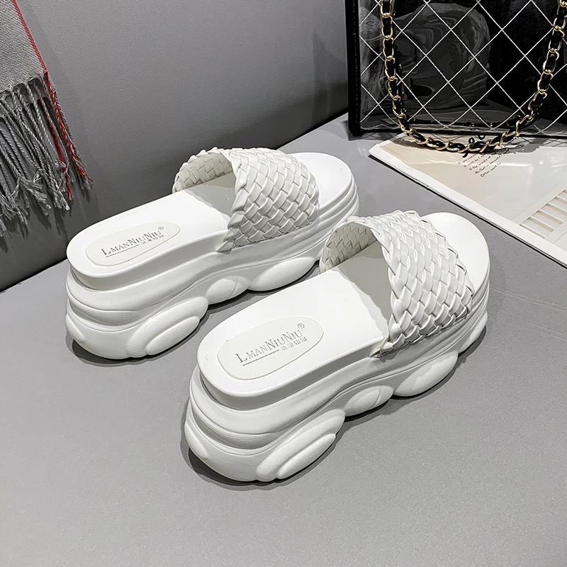 Женские тапочки на платформе Дизайнерские сандалии белого и желтого цвета Обувь