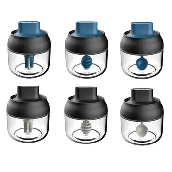 

2 Set 280Ml Glass Seasoning Bottle Salt Honey Condiment Storage Spice Jar Kitchen Supplies-Black & Blue