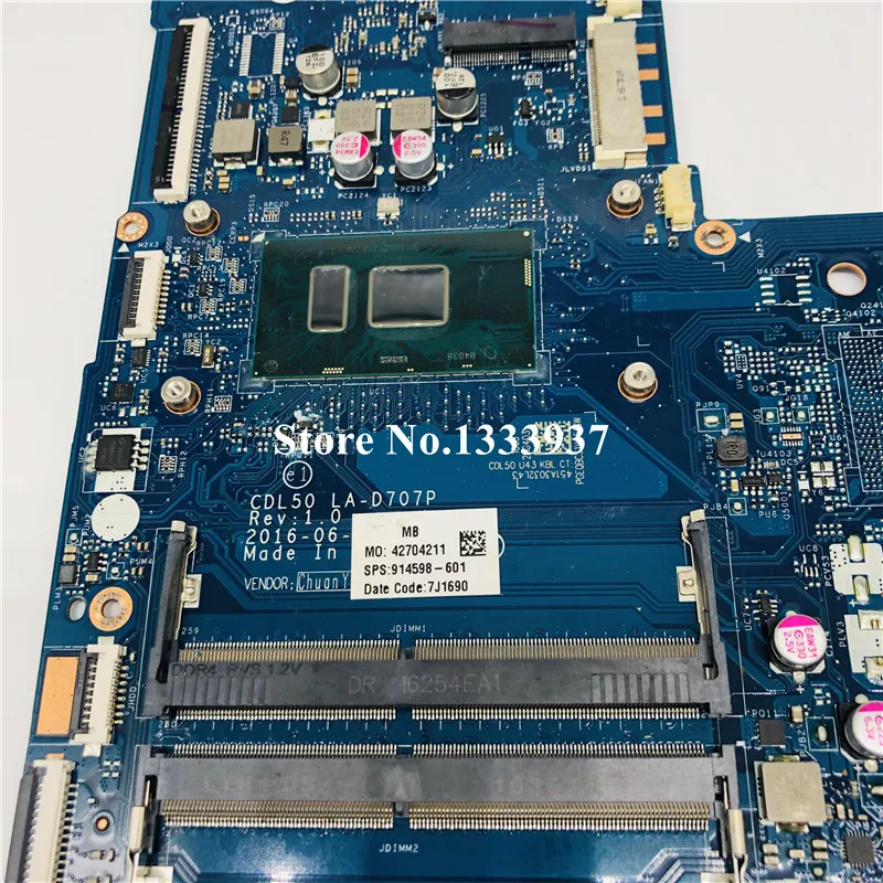 Most effective  For HP 15-AY Series Laptop Motherboard CDL50 LA-D707P With SR2ZV i7-7500 CPU 914598-601 903788-601 