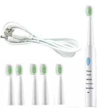 5 режимов электрическая зубная щетка USB Зарядка перезаряжаемые зубные щетки с 6 шт. сменные головки таймер щетка
