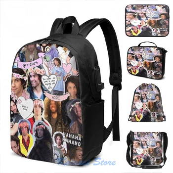 

Funny Graphic print Game Grumps Dan Avidan Collage USB Charge Backpack men School bags Women bag Travel laptop bag