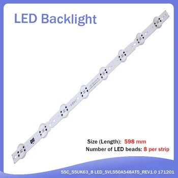 

New Kit 3 PCS Origina 598mm LED Backlight strip 8 lamp For LG SSC_55UK63_8 LED_SVL550AS48AT5_REV1.0 171201