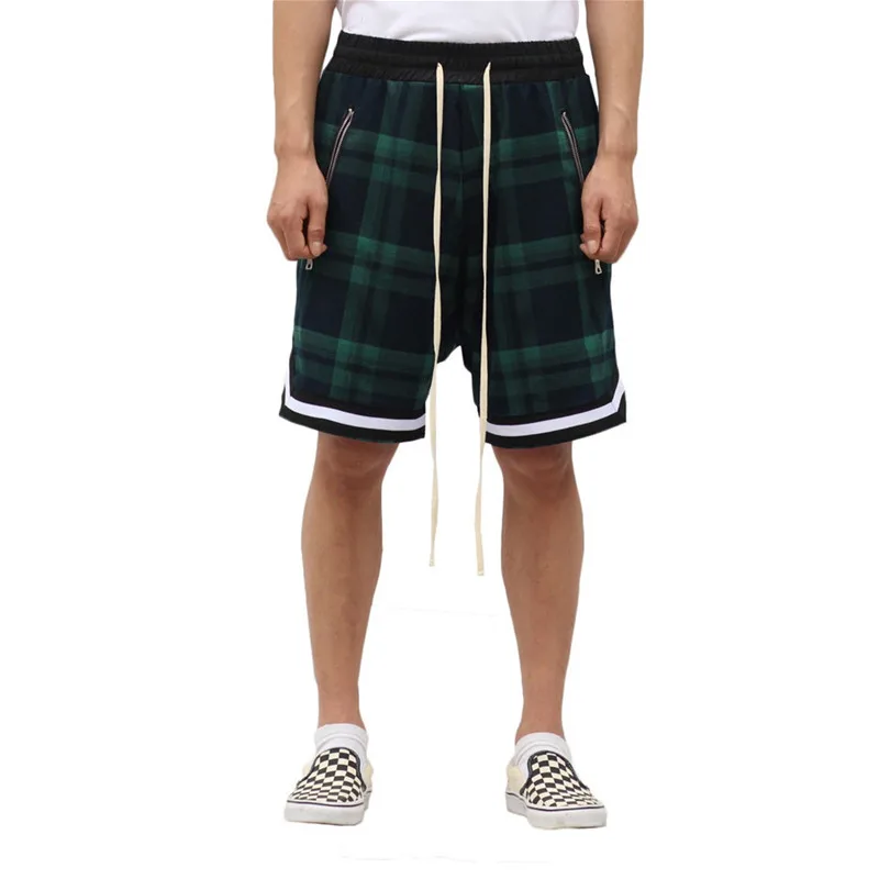 Новые летние шотландские шорты мужские Джастин Бибер винтажные клетчатые баскетбольные спортивные уличные повседневные Хип-хоп брюки с карманами на молнии