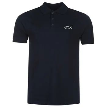 

Mens Christian Fish with Cross Embroidery Embroidered Casual Polo Shirts