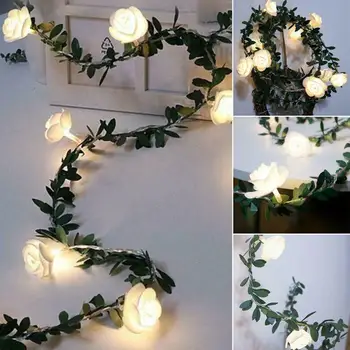 20 Leds Rose Bloem Led String Lights Batterij Usb Aangedreven Wedding Valentijnsdag Party Garland Luminaria Xmas Christmas Decor