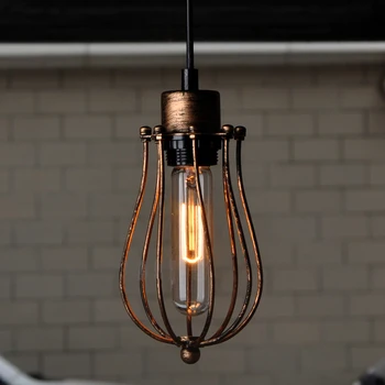 

Vintage Cage Pendant Lights Retro Industrial Bronze Pendant Lamp Iron Dining Room Kitchen Cafe Bar Living Room Hanging Light E27